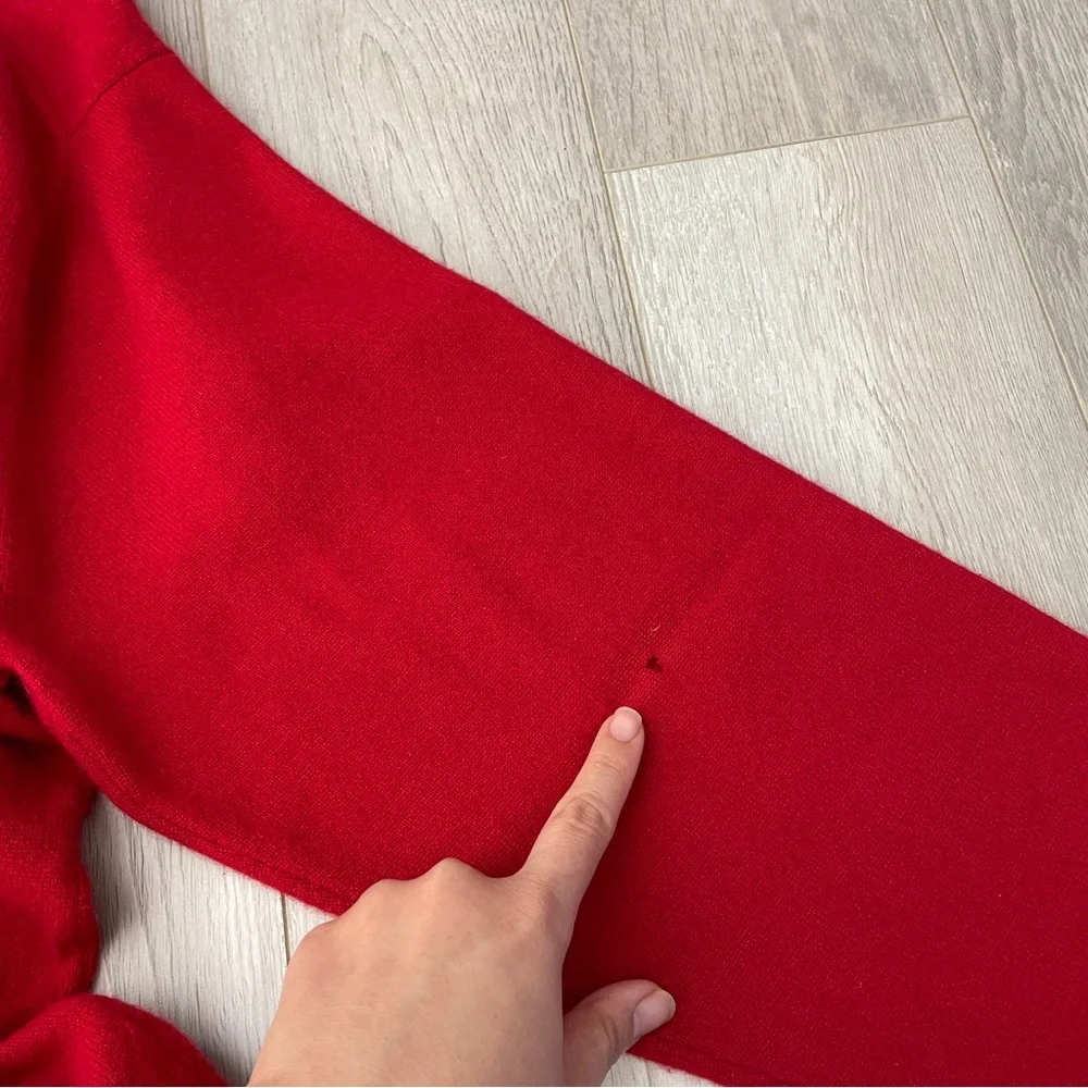 Cashmere V-Neck Sweater long sleeve knit mens Red (large) classic preppy bright